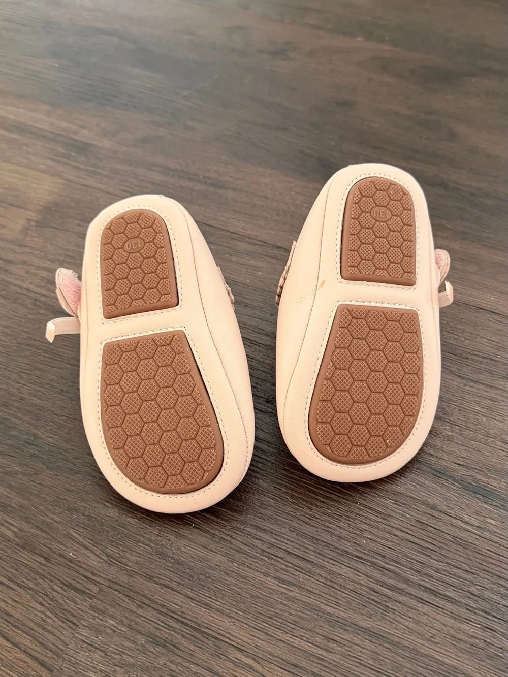 Toddler Girls Pale Pink Mary Jane Dress Shoes with Floral Strap